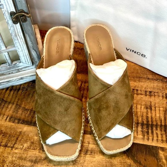 Vince Gaelan Suede Wedge Espadrille Sandals, Brown 8M - Picture 5 of 14